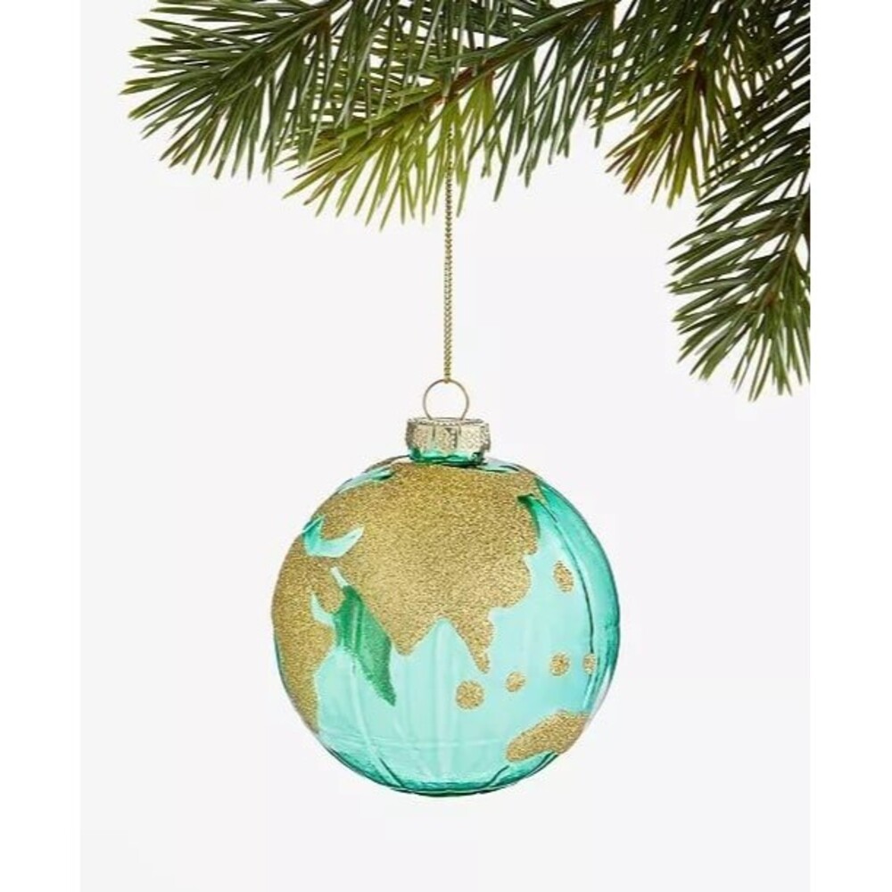 New Holiday Lane World Traveler Glass Globe Ball Ornament